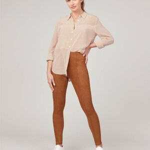 Spanx Faux Suede High Waisted Shapewear Leggings in Rich Caramel. XL